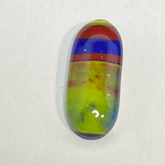 Vintage Oulu Yellow, Green, Red & Blue Glass Fused Pierced Earrings (3259) - Picture 3 of 6